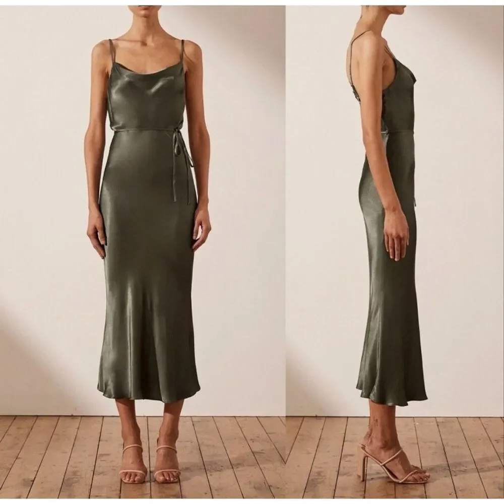 Shona Joy La Lune Bias Cowl Neck Midi Dress Size 2